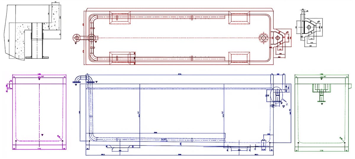 чертеж электролитической ванны из полимербетона